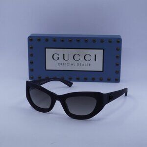 Gucci GG1784S 001 Cat Eye Sunglasses - Matte Dark Grey/Grey